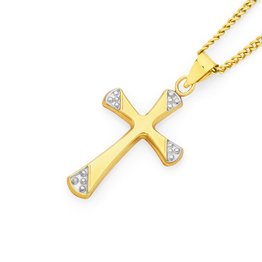 Mens gold deals diamond cross pendant