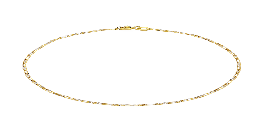 9ct Gold Two Tone 25cm Solid Figaro 3+1 Anklet | Goldmark (AU)