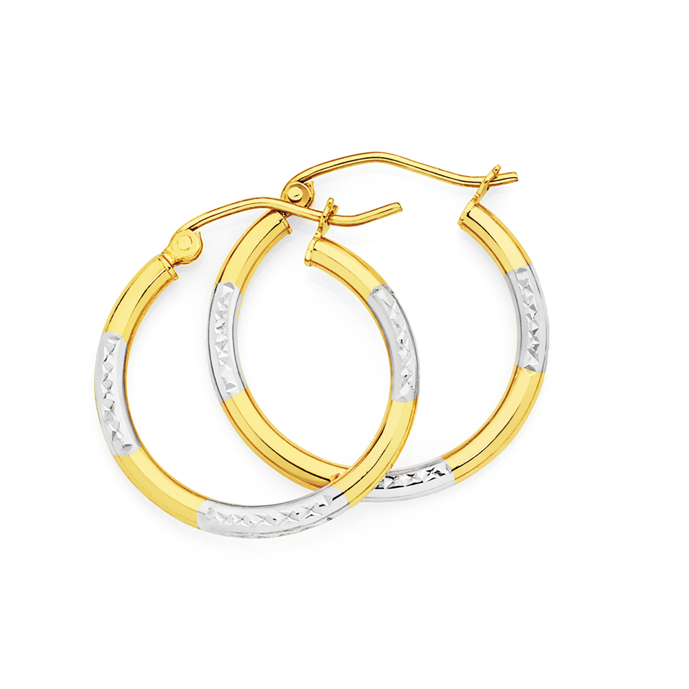 two tone hoop earrings gold