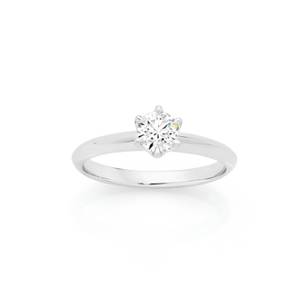 Alora by Goldmark 14ct White Gold Lab Grown Diamond Shoulder Solitaire ...