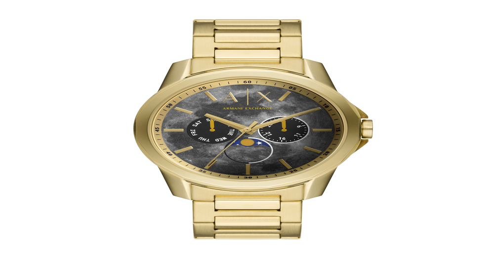 Armani Exchange Banks Men's Moonphase Watch in Gold | Goldmark (AU)