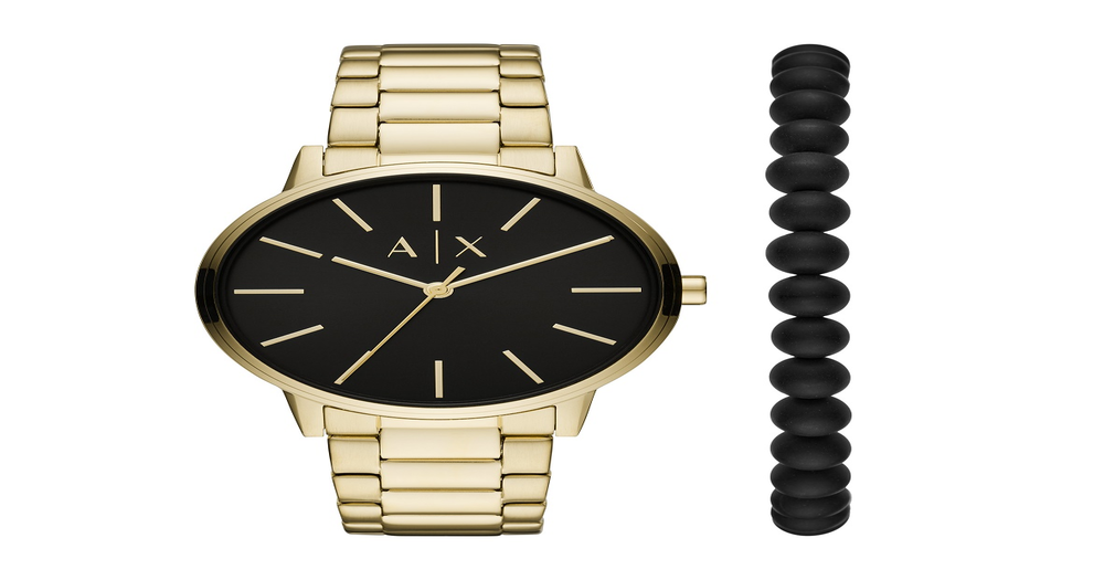 Armani Exchange Cayde Men's Watch And Bracelet Set in Gold | Goldmark (AU)