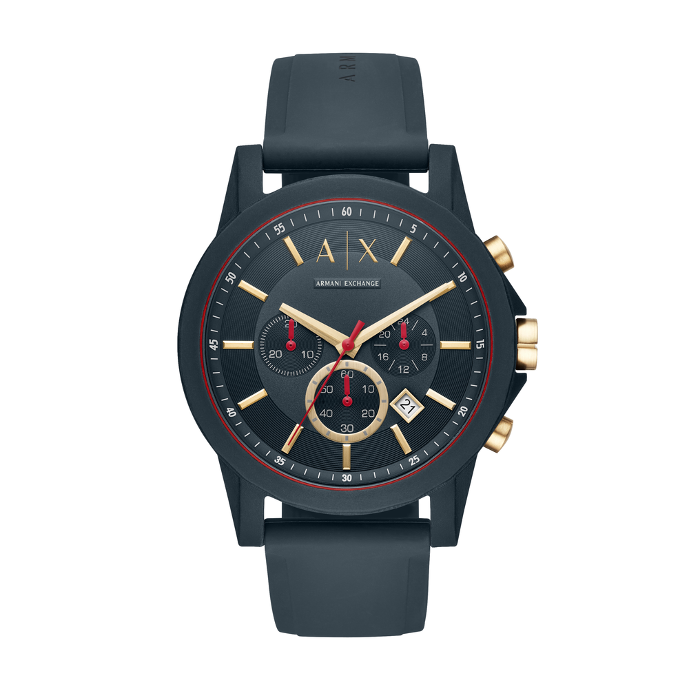 Armani exchange black clearance and gold mens watch