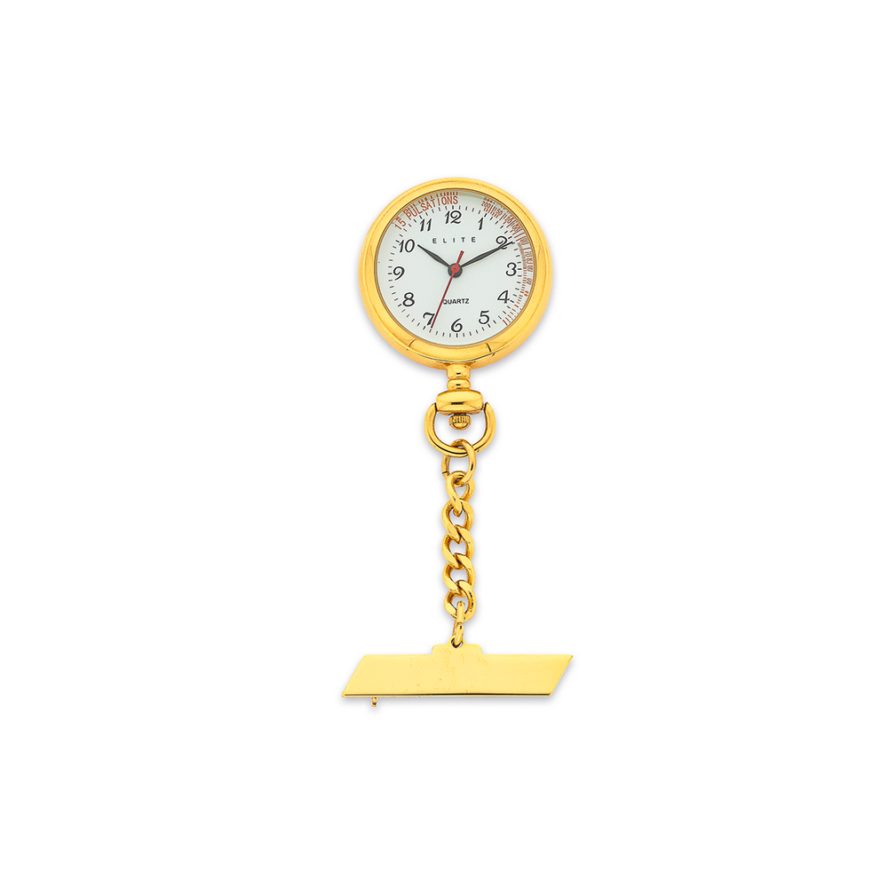 Elite Gold Tone Nurses Watch in Gold Goldmark AU