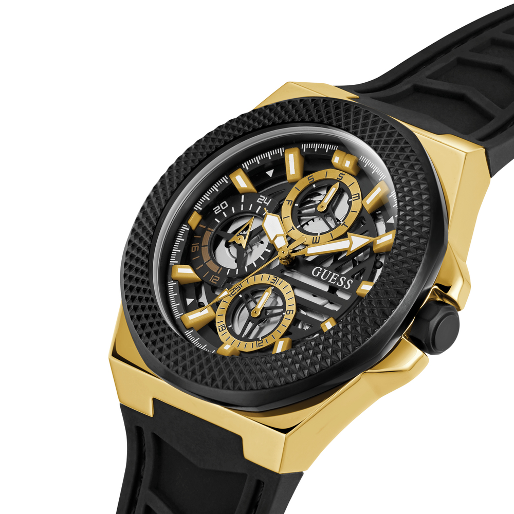 Guess men's black and gold online watch