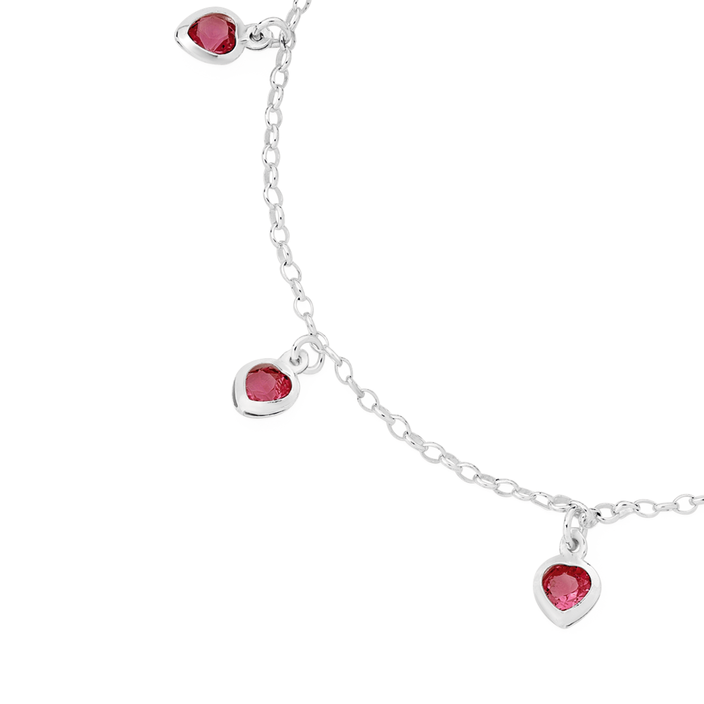 Bvlgari Heart Motif Charm Bracelet Silver 925 Pink Cord