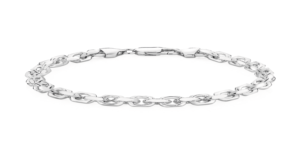 Silver 21cm Solid Bevelled Cable Bracelet | Goldmark (AU)