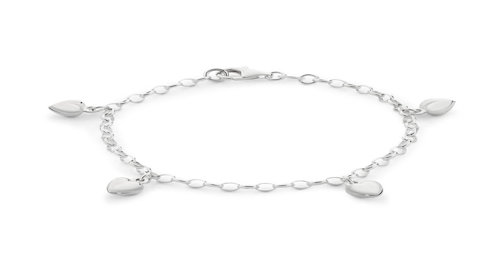 Silver 4 Heart Charm Bracelet | Goldmark (AU)