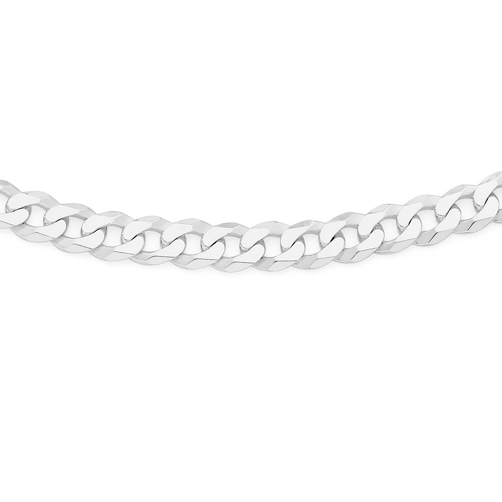 Solid Flat Curb Chain Necklace 6.7mm Sterling Silver 24