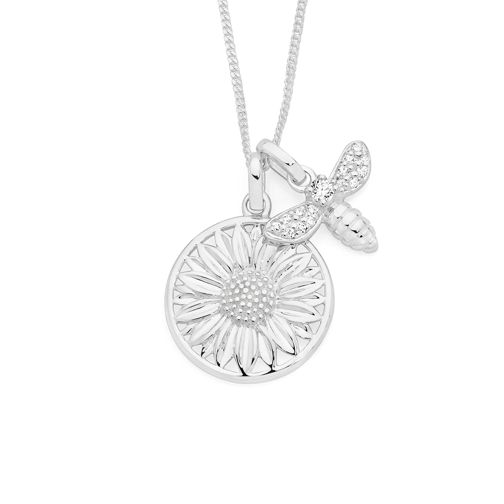 White gold 2024 sunflower necklace