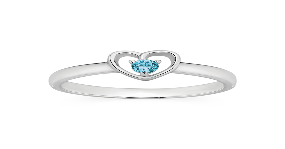 Silver Childs Light Blue Cz Heart Ring in Blue | Goldmark (AU)