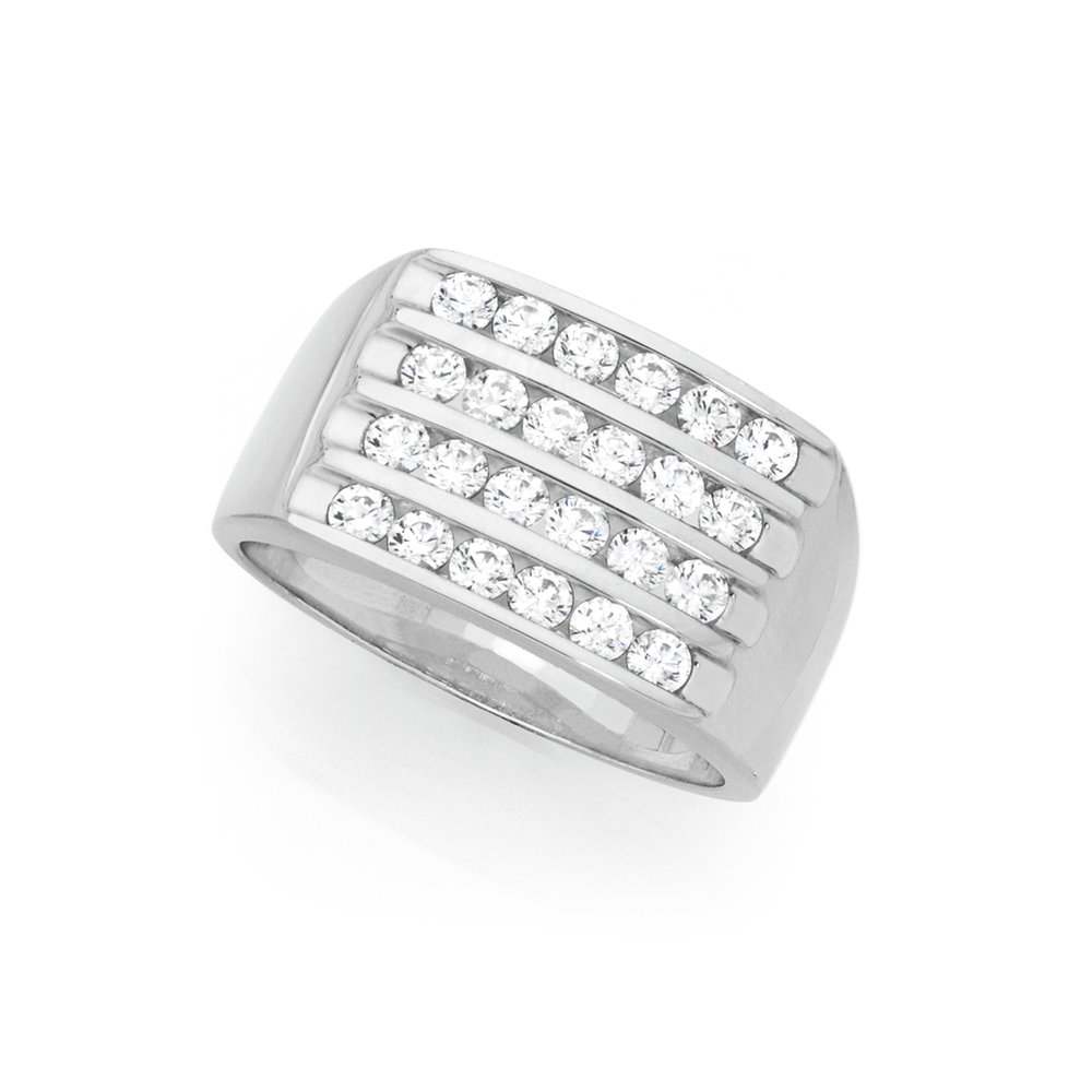 Mens silver deals cubic zirconia rings