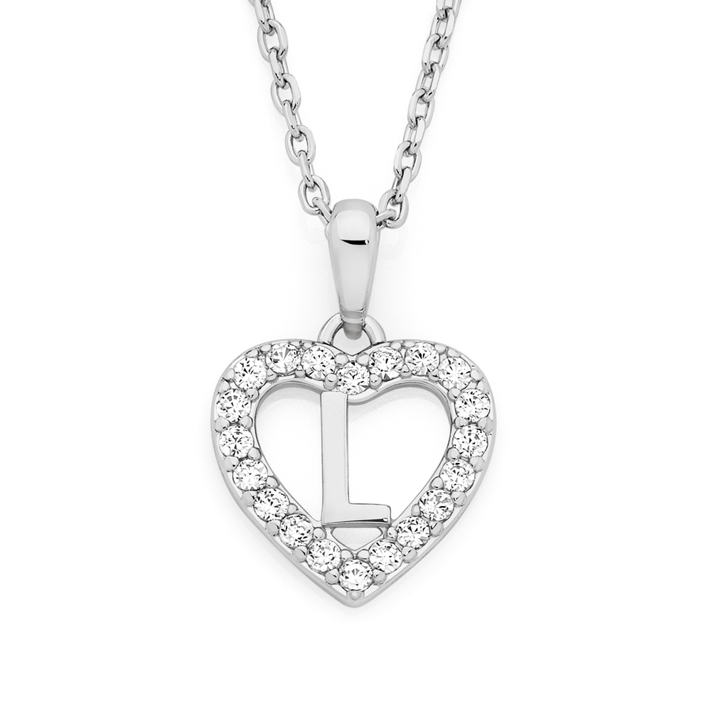 White gold online necklace initial