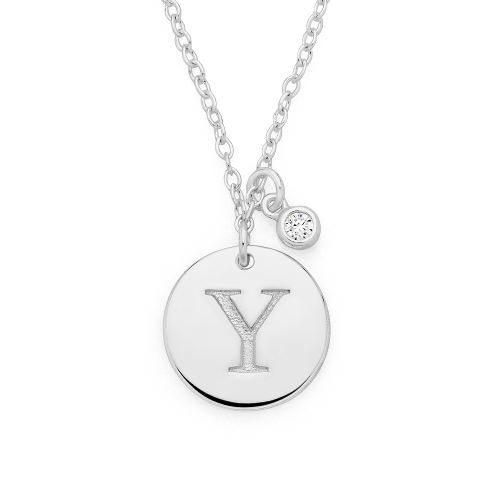 Sterling silver deals initial disc necklace