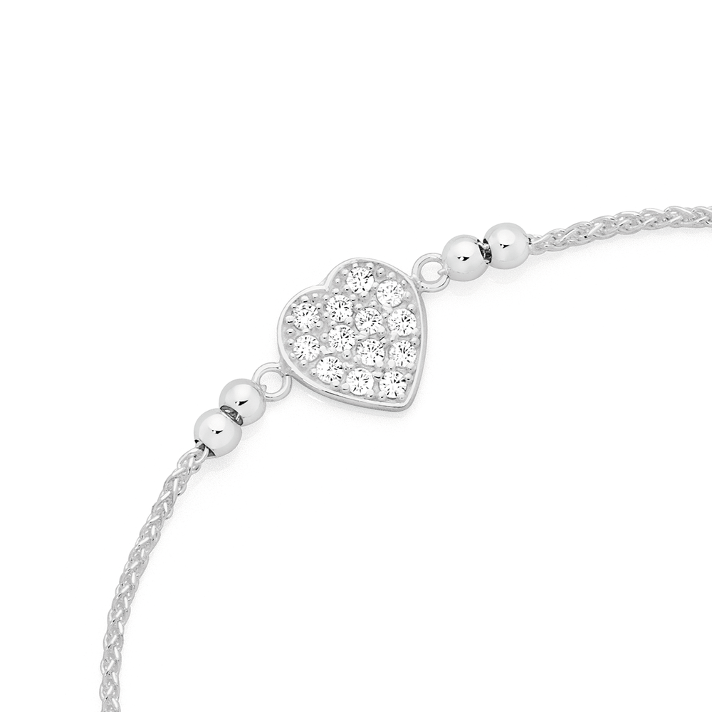 Heart pave silver deals bracelet with cubic zirconia