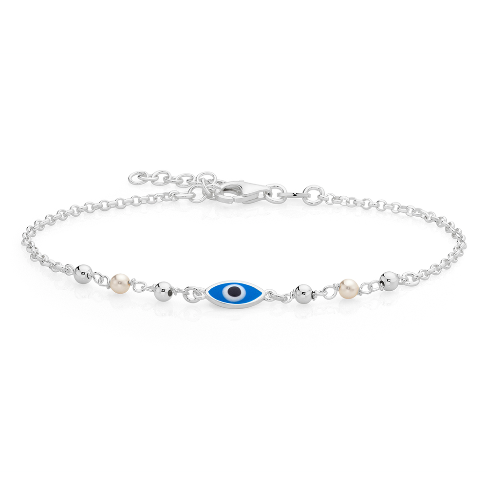 SB165SP (bl) Silver Plated blue evil eye Bracelet – Sai Brazil