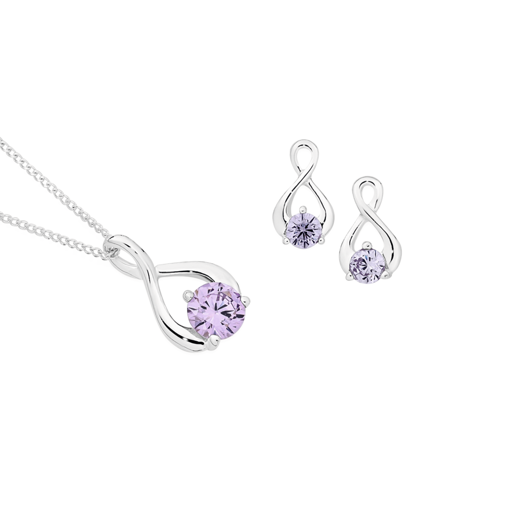 Purple Heart dainty CZ outlet Prong Set-Solid Sterling Silver