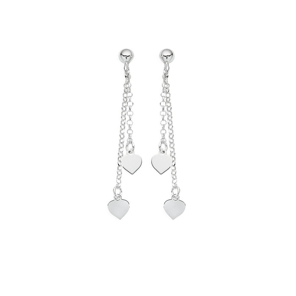 Silver heart deals earrings dangle