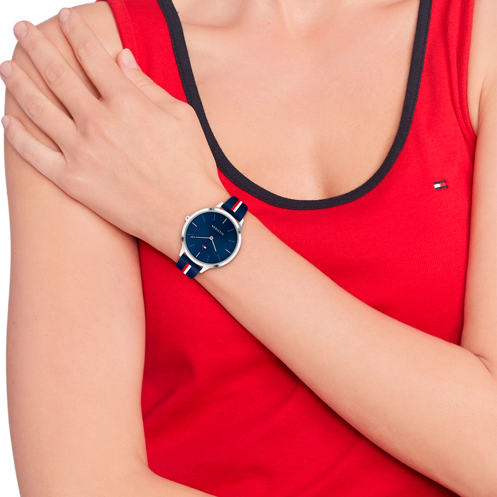 Tommy hilfiger ladies watch sale red and blue strap